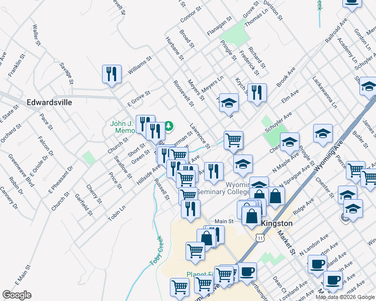 map of restaurants, bars, coffee shops, grocery stores, and more near 67-81 Zerby Ave in Edwardsville