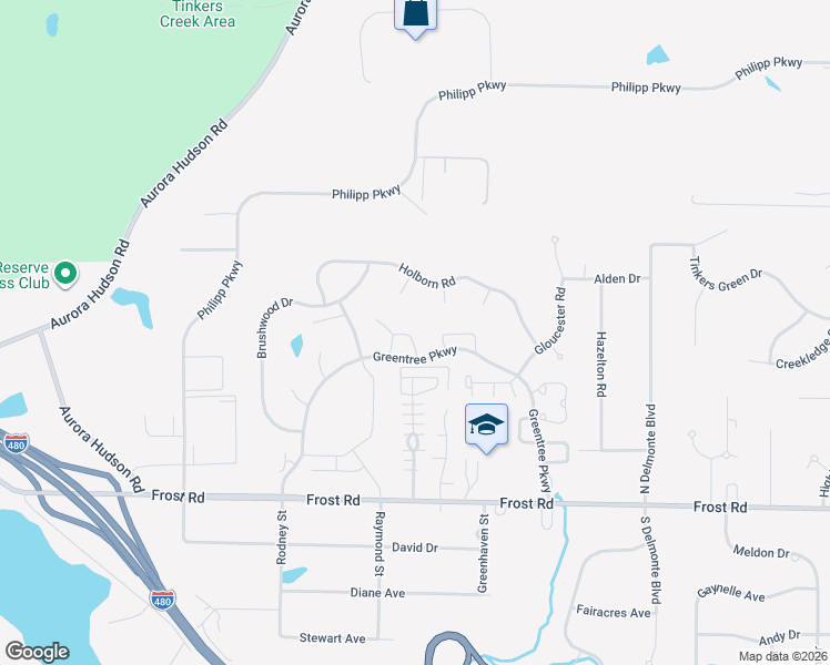 map of restaurants, bars, coffee shops, grocery stores, and more near 769 Antler Trail in Streetsboro