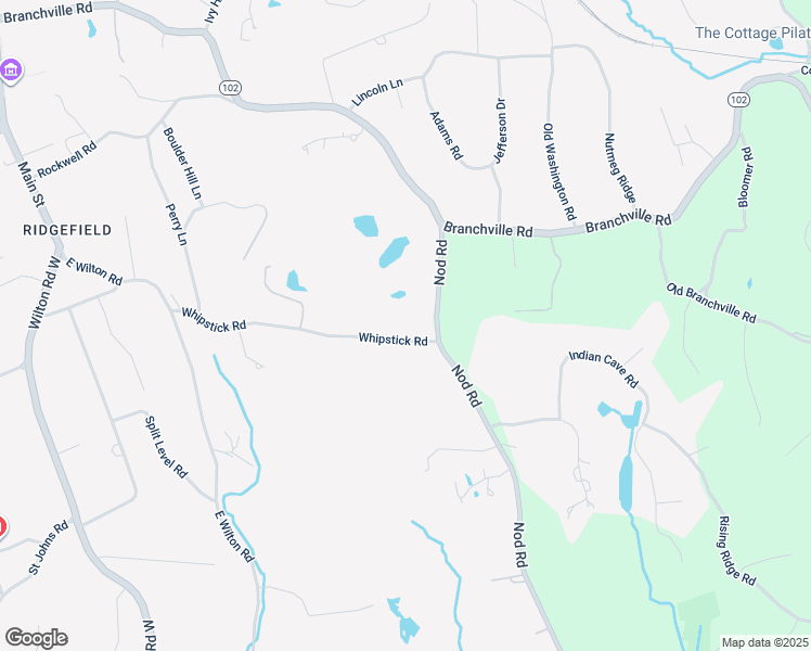 map of restaurants, bars, coffee shops, grocery stores, and more near 117 Whipstick Road in Ridgefield