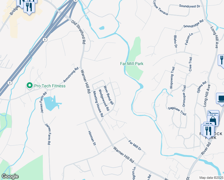 map of restaurants, bars, coffee shops, grocery stores, and more near 109 Fiddler Green Road in Stratford