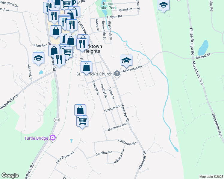 map of restaurants, bars, coffee shops, grocery stores, and more near 169 Virginia Road in Yorktown Heights