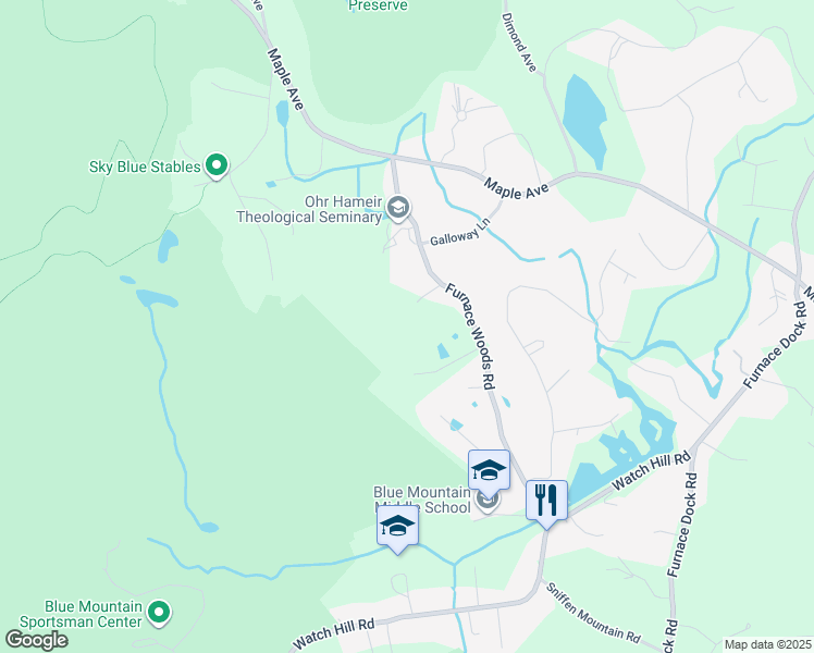 map of restaurants, bars, coffee shops, grocery stores, and more near 119 Furnace Woods Road in Cortlandt