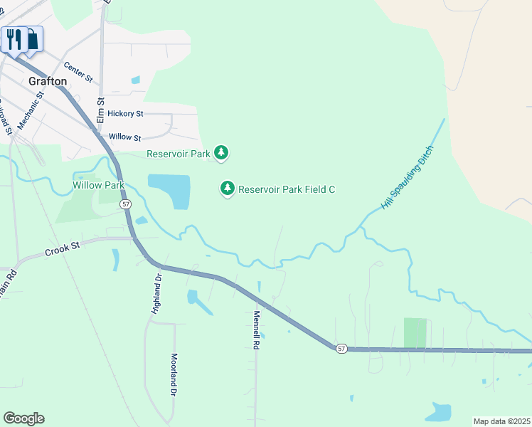 map of restaurants, bars, coffee shops, grocery stores, and more near 36964 Ohio 57 in Grafton