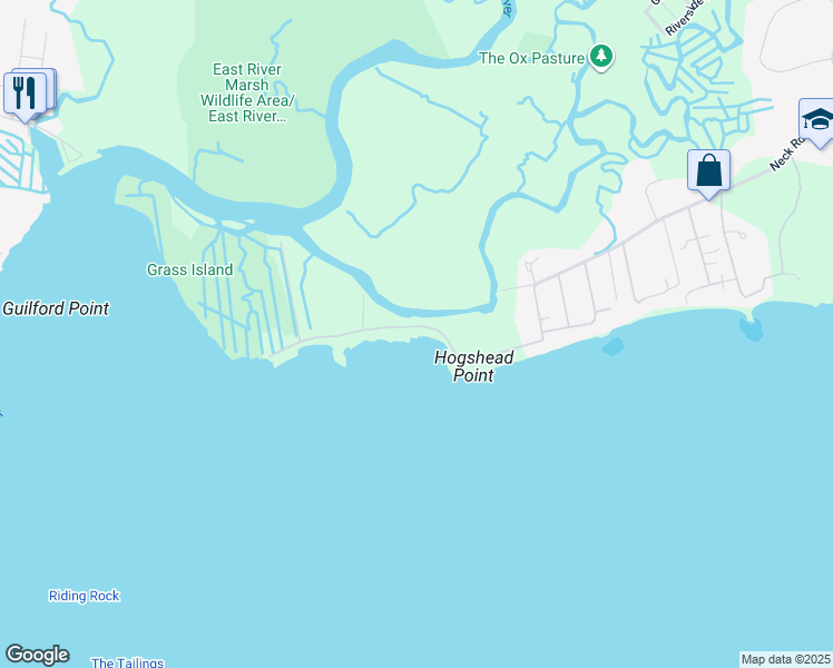 map of restaurants, bars, coffee shops, grocery stores, and more near 43 Circle Beach Road in Madison