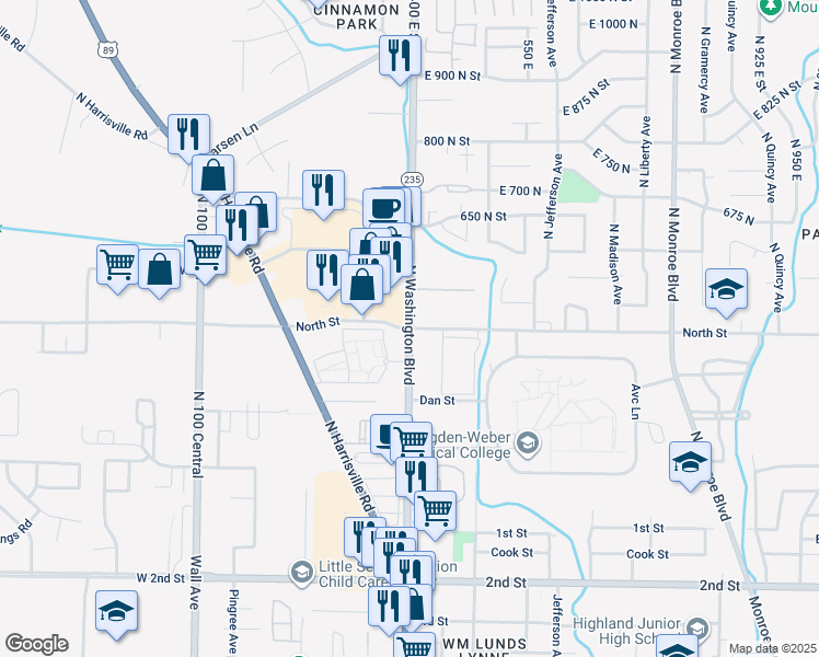 map of restaurants, bars, coffee shops, grocery stores, and more near in Harrisville