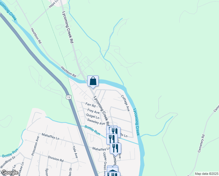 map of restaurants, bars, coffee shops, grocery stores, and more near 197-279 Cottage Avenue in Williamsport