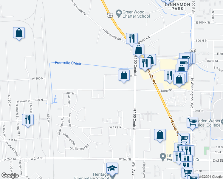 map of restaurants, bars, coffee shops, grocery stores, and more near 221 Ogden Avenue in Ogden