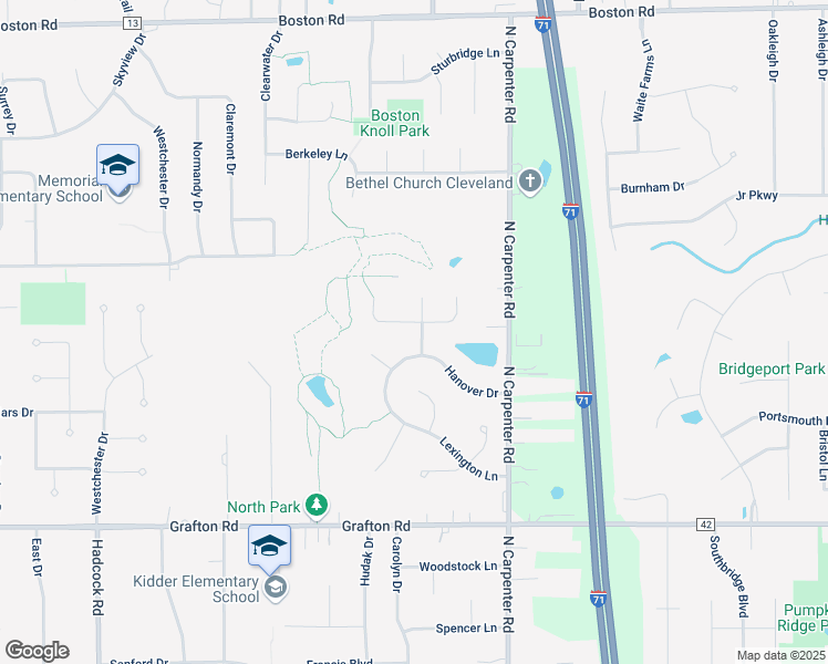 map of restaurants, bars, coffee shops, grocery stores, and more near 3493 Hanover Drive in Brunswick