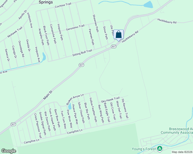 map of restaurants, bars, coffee shops, grocery stores, and more near 58 Round Up Trail in Wayne