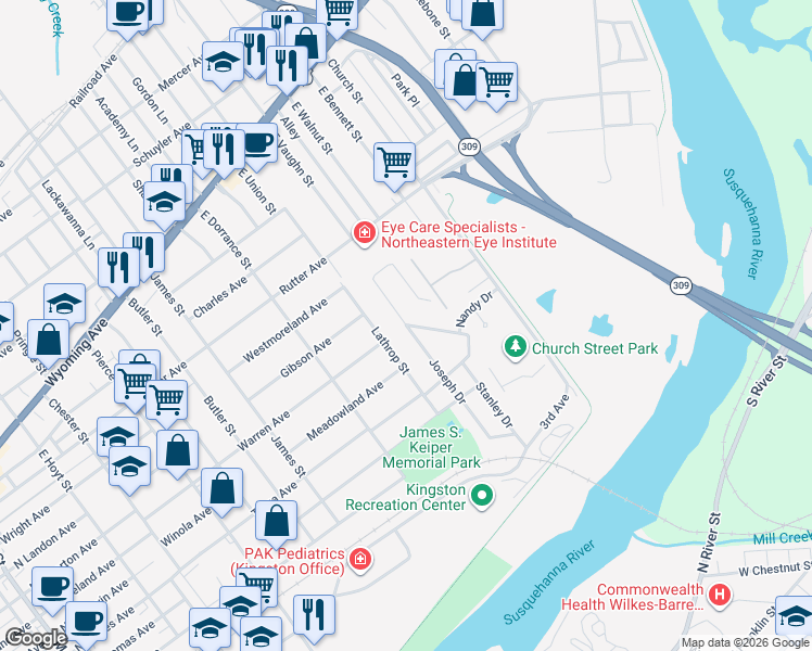 map of restaurants, bars, coffee shops, grocery stores, and more near 240 Joseph Drive in Kingston
