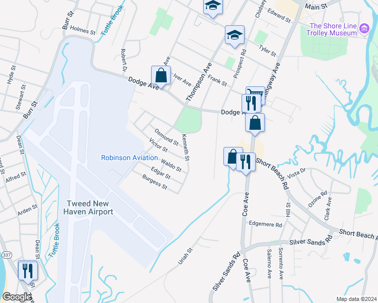 map of restaurants, bars, coffee shops, grocery stores, and more near 280 Proto Drive in East Haven