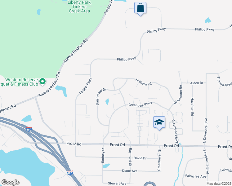 map of restaurants, bars, coffee shops, grocery stores, and more near 781 Fawn Court in Streetsboro