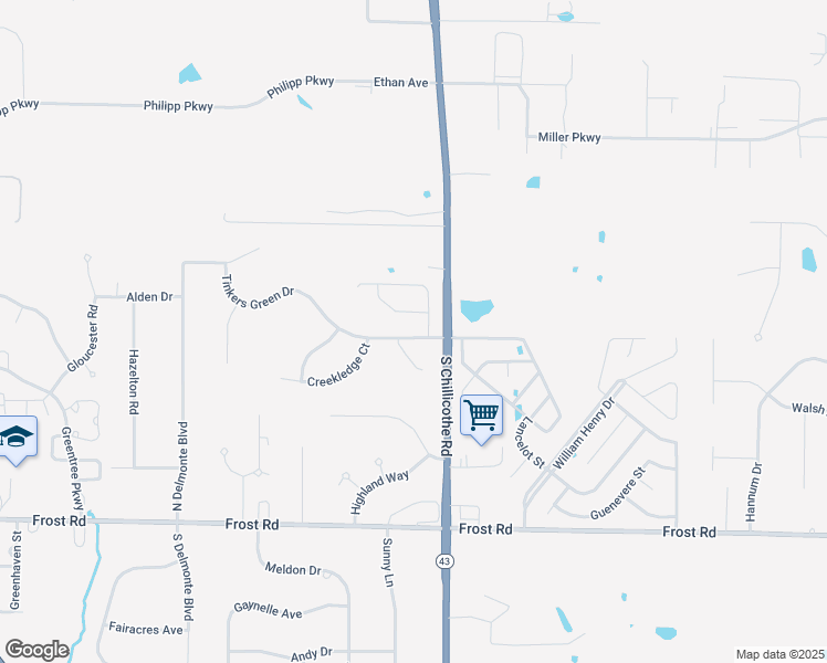 map of restaurants, bars, coffee shops, grocery stores, and more near 1321 Tinkers Green Drive in Streetsboro