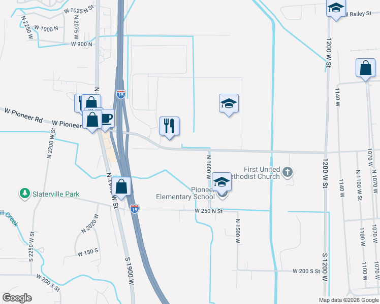 map of restaurants, bars, coffee shops, grocery stores, and more near 371 North 1600 West in Ogden