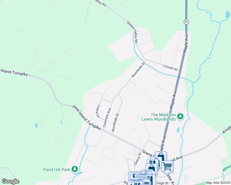 map of restaurants, bars, coffee shops, grocery stores, and more near 33 Woodside Drive in Warwick