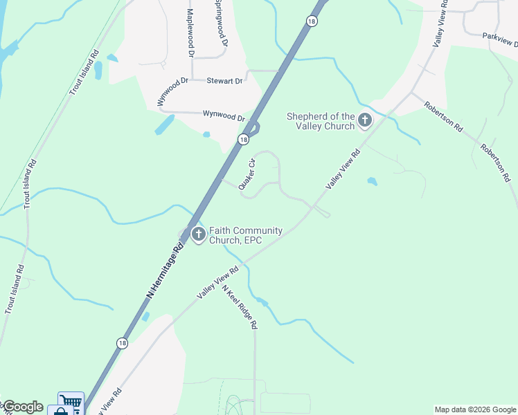 map of restaurants, bars, coffee shops, grocery stores, and more near Quaker Circle in Hermitage