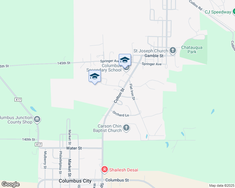 map of restaurants, bars, coffee shops, grocery stores, and more near 1200-1246 Colton Street in Columbus Junction