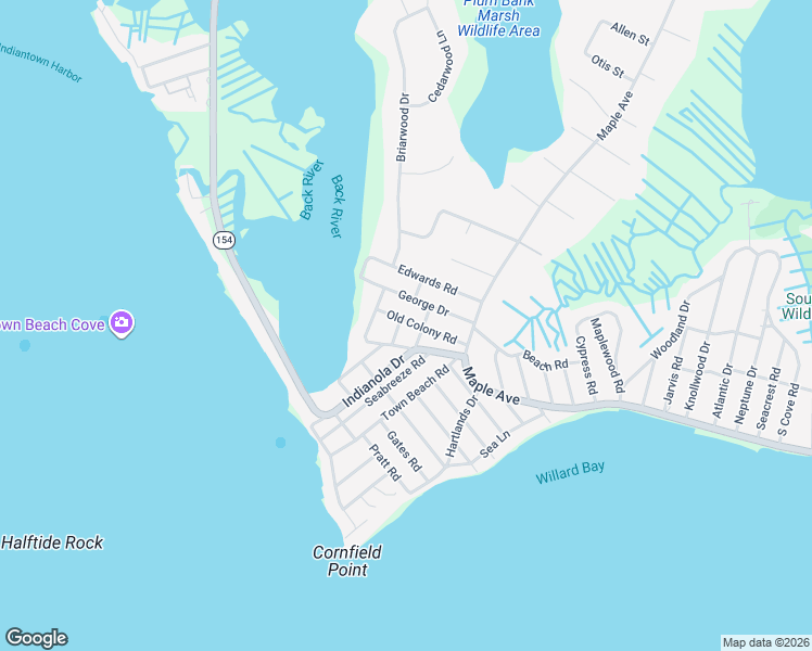 map of restaurants, bars, coffee shops, grocery stores, and more near 16 Old Colony Road in Old Saybrook