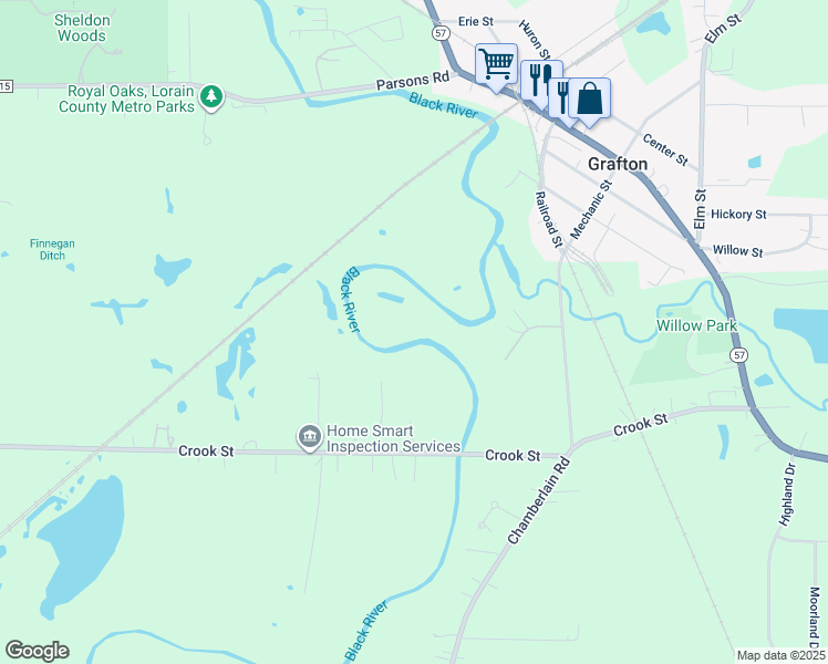 map of restaurants, bars, coffee shops, grocery stores, and more near in Grafton