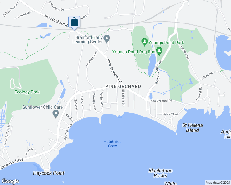 map of restaurants, bars, coffee shops, grocery stores, and more near 50 Spring Rock Road in Branford