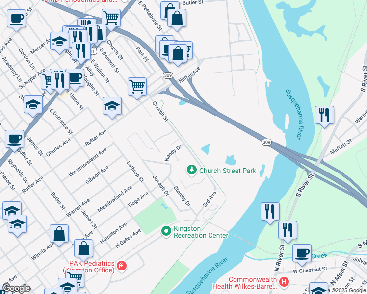 map of restaurants, bars, coffee shops, grocery stores, and more near 865 Nandy Drive in Kingston