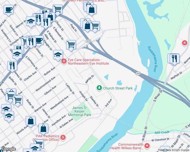 map of restaurants, bars, coffee shops, grocery stores, and more near 865 Nandy Drive in Kingston