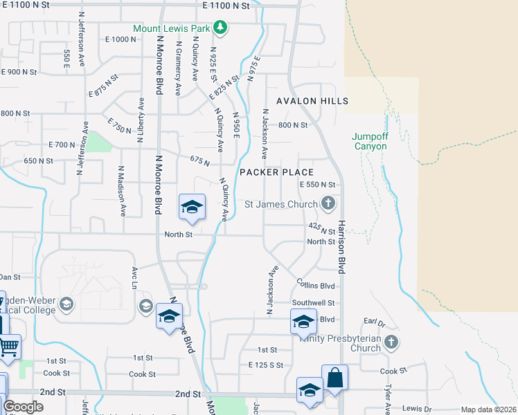 map of restaurants, bars, coffee shops, grocery stores, and more near 475 North Jackson Avenue in Ogden