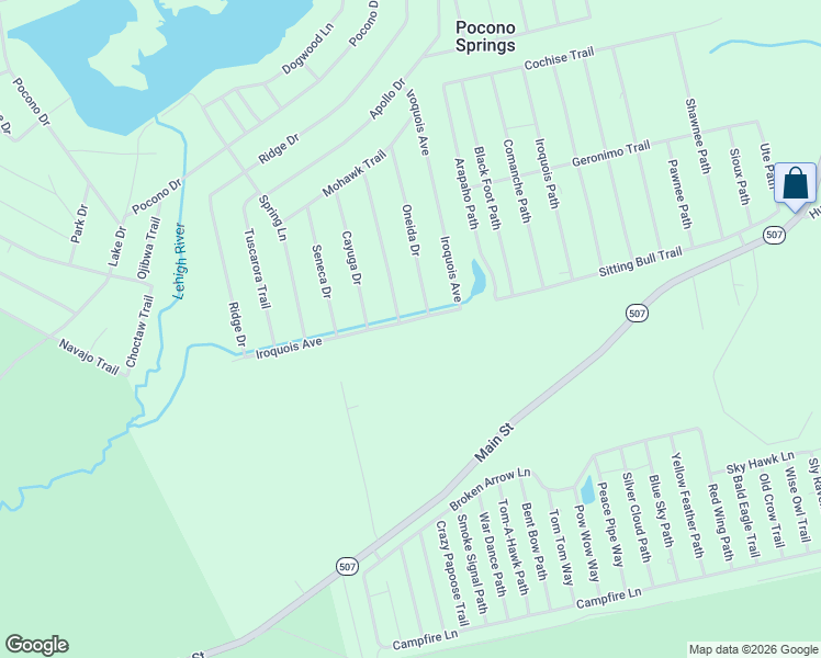 map of restaurants, bars, coffee shops, grocery stores, and more near 1119 Iroquois Avenue in Gouldsboro