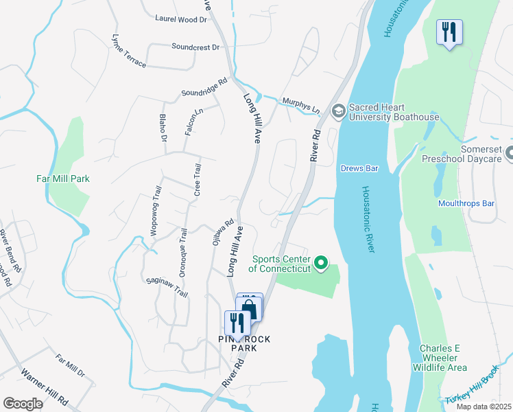 map of restaurants, bars, coffee shops, grocery stores, and more near 52 Magnolia Circle in Shelton