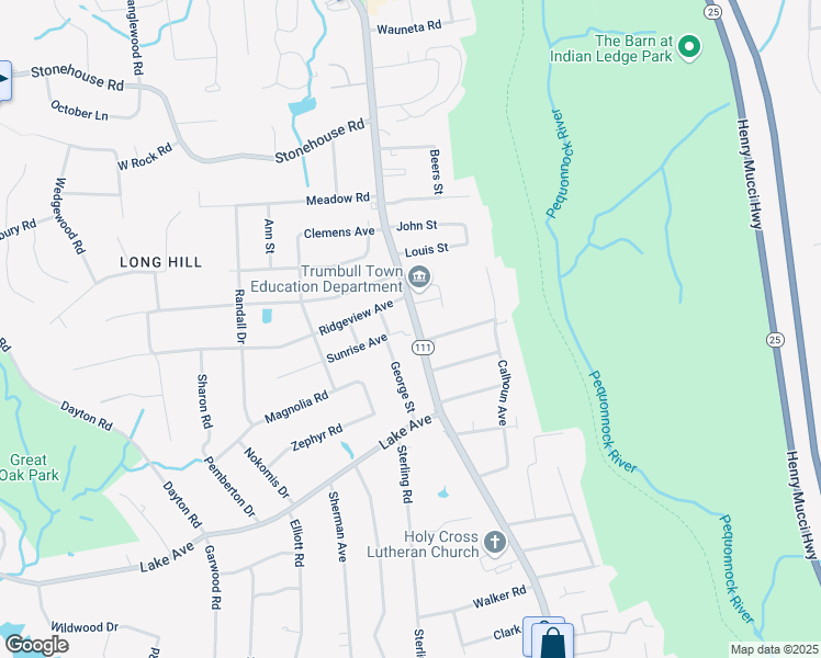 map of restaurants, bars, coffee shops, grocery stores, and more near 6225 Connecticut 111 in Trumbull