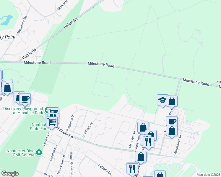 map of restaurants, bars, coffee shops, grocery stores, and more near 11 Sesapana Road in Nantucket