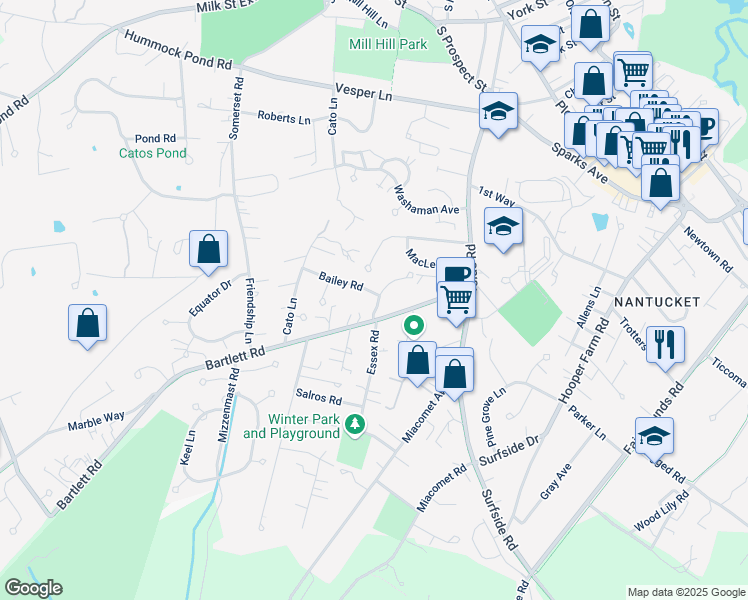 map of restaurants, bars, coffee shops, grocery stores, and more near 4 Cedar Circle in Nantucket
