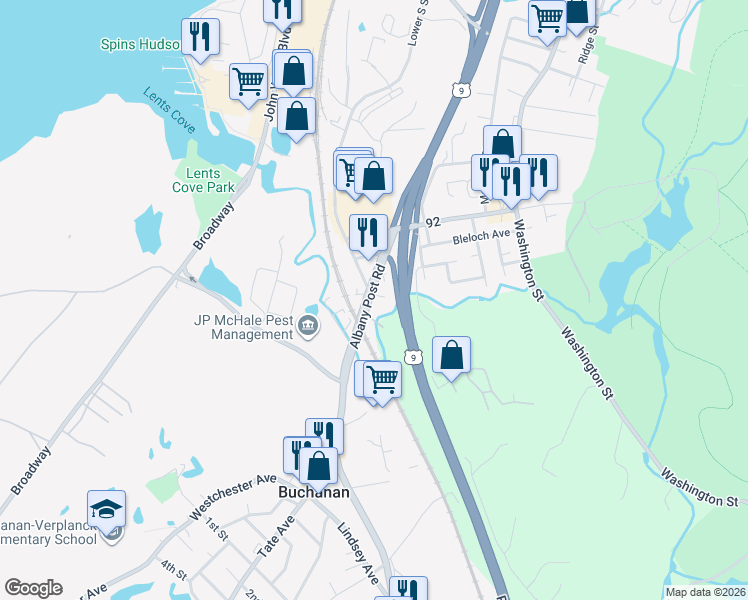 map of restaurants, bars, coffee shops, grocery stores, and more near 81 East Osborne Avenue in Peekskill