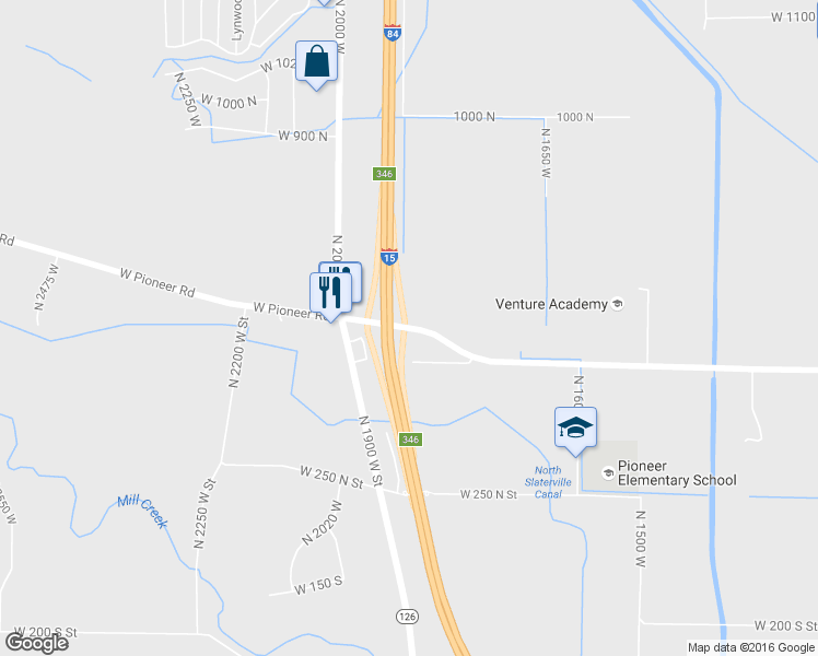 map of restaurants, bars, coffee shops, grocery stores, and more near 1865 Pioneer Road in Marriott-Slaterville