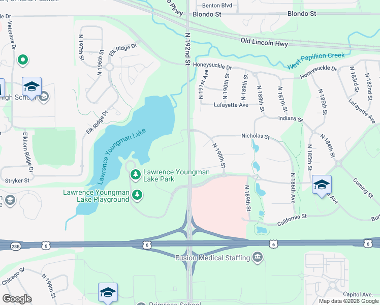 map of restaurants, bars, coffee shops, grocery stores, and more near 910 North 192nd Street in Omaha