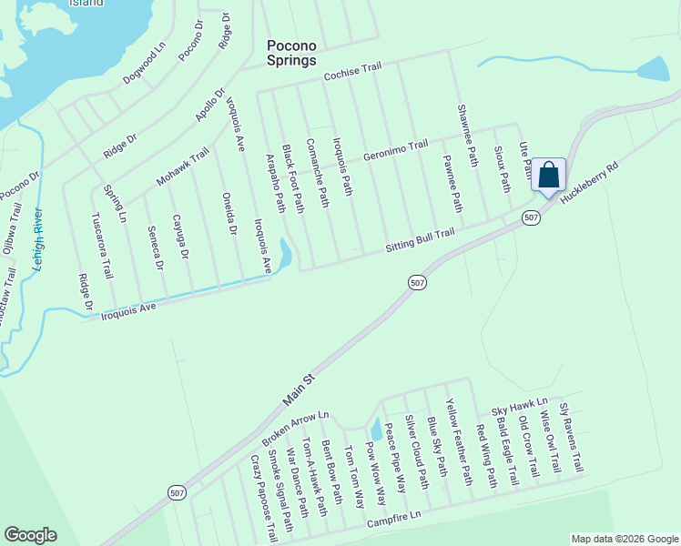 map of restaurants, bars, coffee shops, grocery stores, and more near 12 Sitting Bull Trail in Gouldsboro