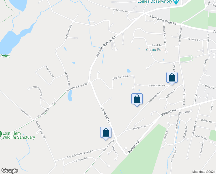 map of restaurants, bars, coffee shops, grocery stores, and more near 8 High Brush Path in Nantucket