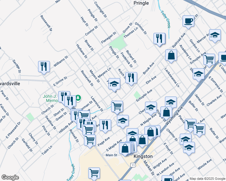 map of restaurants, bars, coffee shops, grocery stores, and more near 216 Zerby Avenue in Edwardsville
