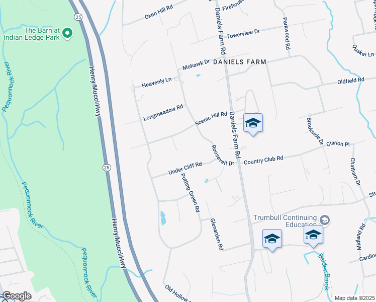 map of restaurants, bars, coffee shops, grocery stores, and more near 47 Scenic Hill Road in Trumbull