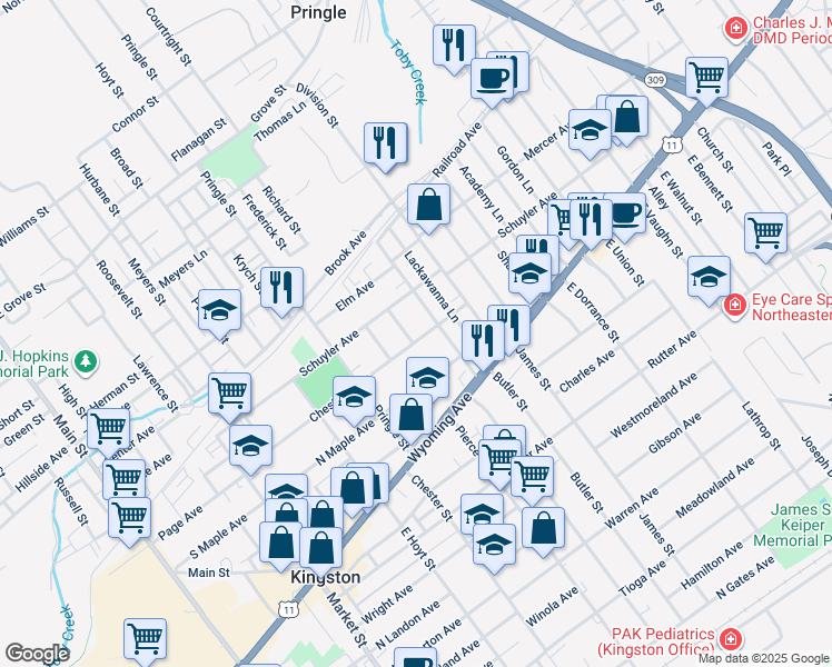 map of restaurants, bars, coffee shops, grocery stores, and more near 433 Schuyler Avenue in Kingston