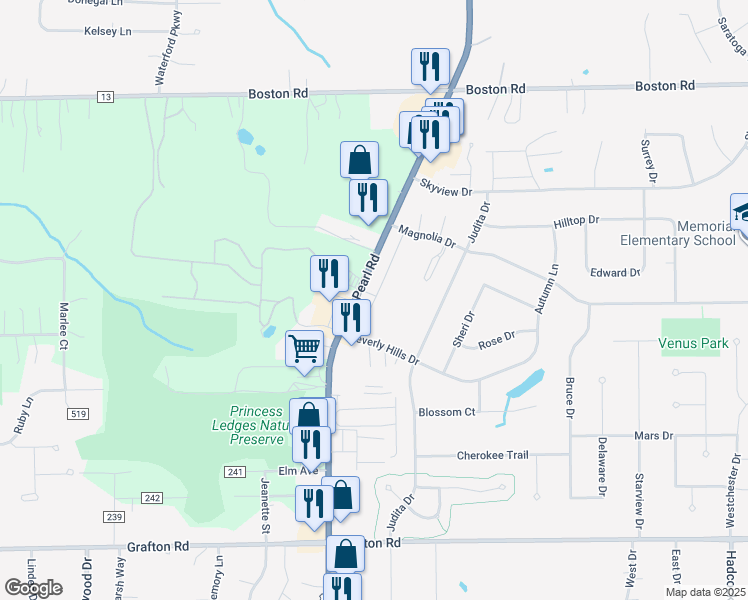 map of restaurants, bars, coffee shops, grocery stores, and more near 212 Cider Mill Lane in Brunswick