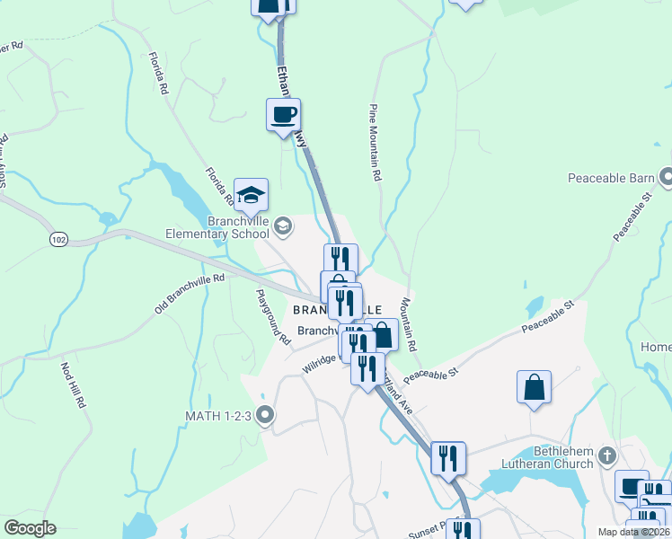 map of restaurants, bars, coffee shops, grocery stores, and more near 71 Ethan Allen Highway in Ridgefield