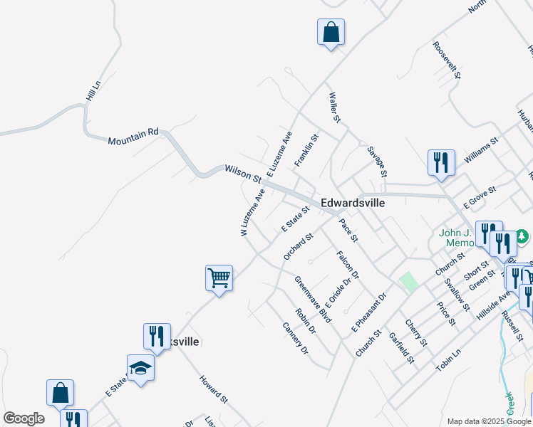 map of restaurants, bars, coffee shops, grocery stores, and more near 50 Larkin Street in Larksville