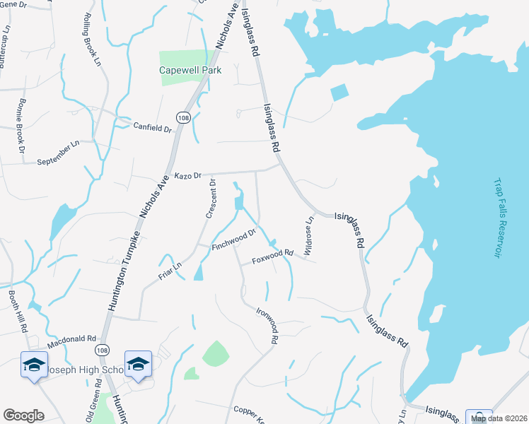 map of restaurants, bars, coffee shops, grocery stores, and more near 32 Woodlawn Terrace in Shelton