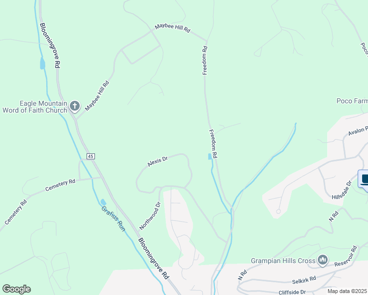 map of restaurants, bars, coffee shops, grocery stores, and more near Alexis Drive in Williamsport