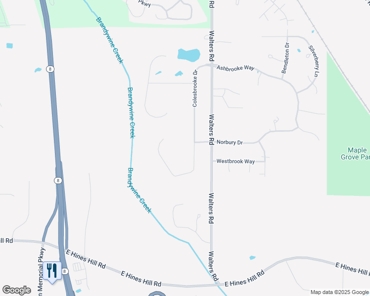 map of restaurants, bars, coffee shops, grocery stores, and more near 7136 Colesbrooke Drive in Hudson