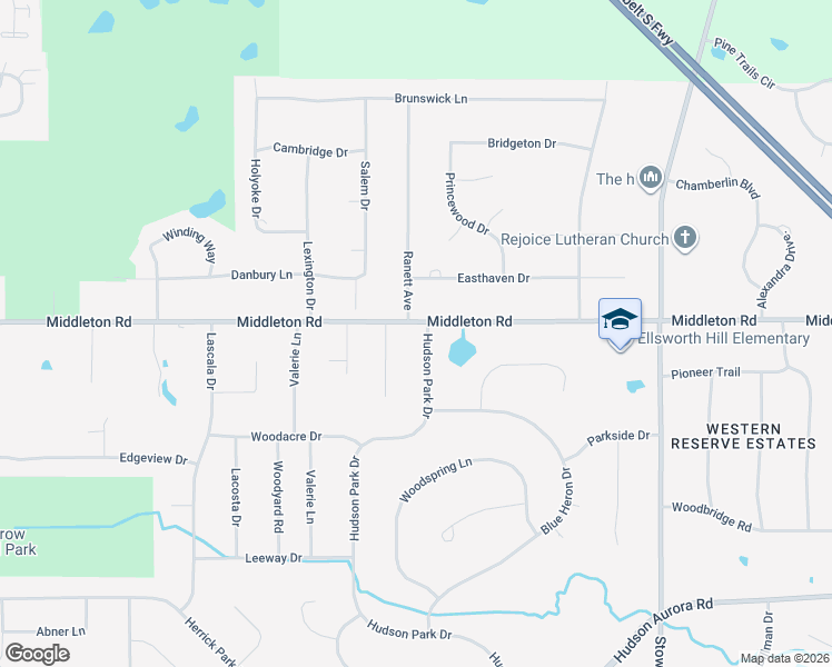 map of restaurants, bars, coffee shops, grocery stores, and more near 7792 Hudson Park Drive in Hudson