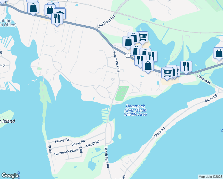 map of restaurants, bars, coffee shops, grocery stores, and more near 8 Osprey Commons in Clinton