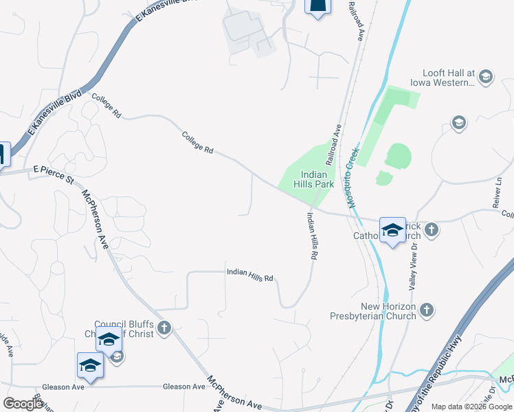 map of restaurants, bars, coffee shops, grocery stores, and more near 723 College Road in Council Bluffs