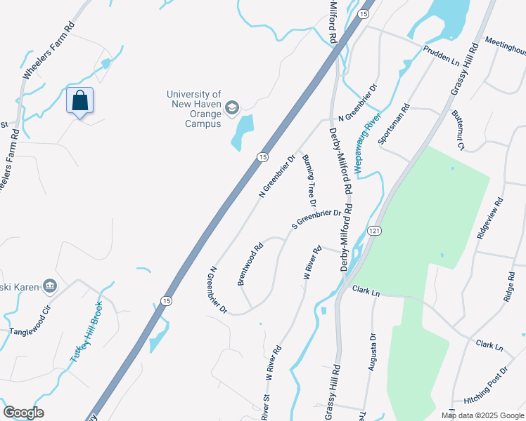 map of restaurants, bars, coffee shops, grocery stores, and more near 745 North Greenbrier Drive in Orange